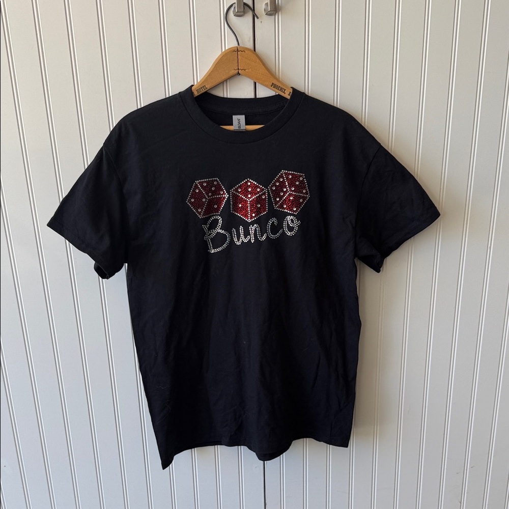 Gildan Black T-Shirt with Bunco Dice Design